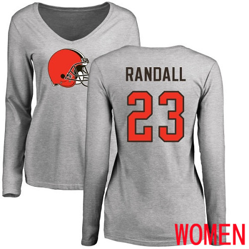Cleveland Browns Damarious Randall Women Ash Jersey #23 NFL Football Name and Number Logo Long Sleeve T Shirt